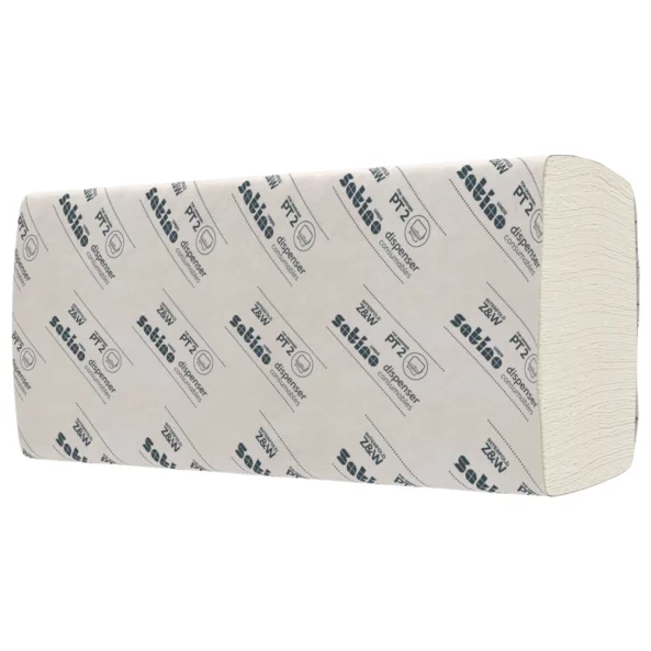 Prosoape hartie pliate W-fold, 2 straturi, 120 de bucati/pachet, albe