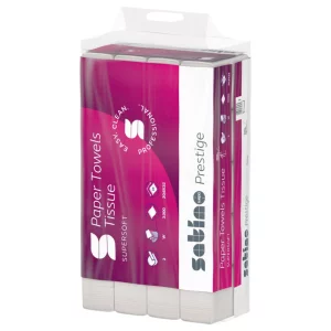 Prosoape hartie pliate W-fold, 2 straturi, 120 de bucati/pachet, albe