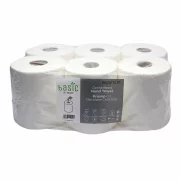 Prosoape hartie cu derulare centrala 2 straturi, 100 m/rola, albe, Basic By Nature