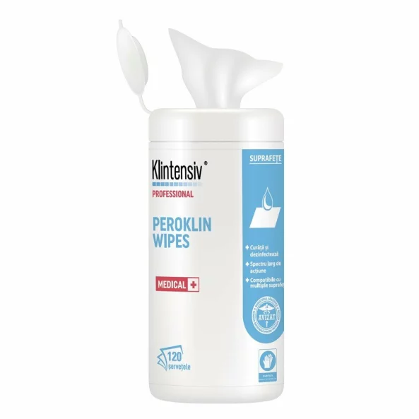 Servetele dezinfectante pentru suprafete, 120 bucati/tub, Peroklin