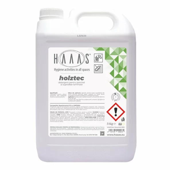 Detergent profesional pentru parchet si suprafete laminate, 5 Kg, parfum de lapte si miere, Holztec, HAAAS