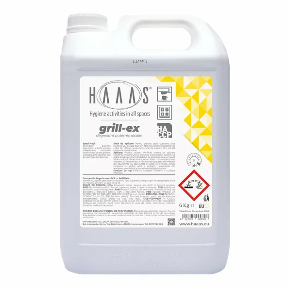 Detergent profesional puternic degresant pentru indepartarea murdariei carbonizate, 6 Kg, Grill-Ex, HAAAS