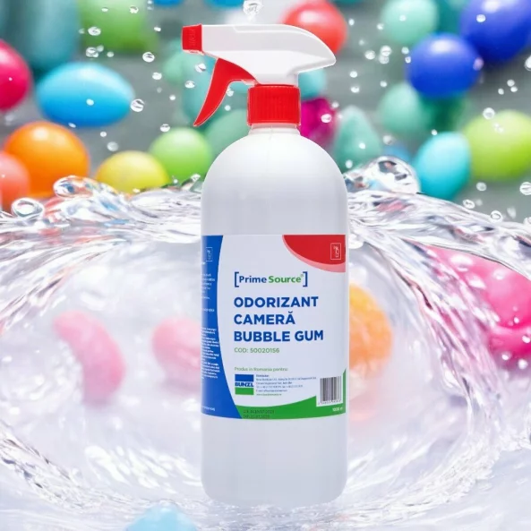 Odorizant ambiental profesional cu pulverizator, 1 L, parfum bubble gum, Prime Source