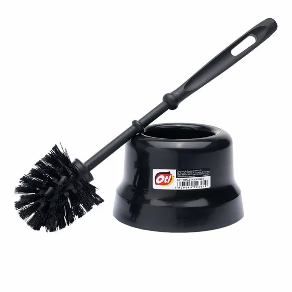 Set perie pentru wc cu suport din plastic, negru