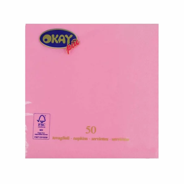 Set servetele de masa, roz rosa, 2 straturi, 33x33 cm, 400 bucati/set