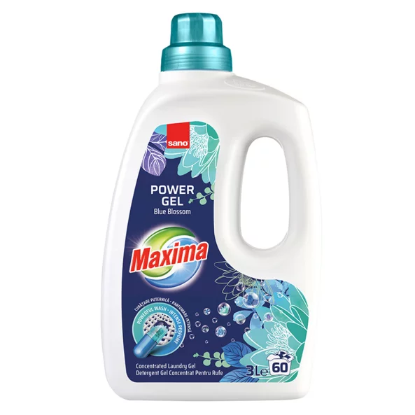 Detergent gel concentrat pentru rufe, 3 L, Blue Blossom, Sano Maxima