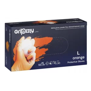 Manusi nitril de unica folosinta, portocalii, marimea L, 50 bucati/cutie