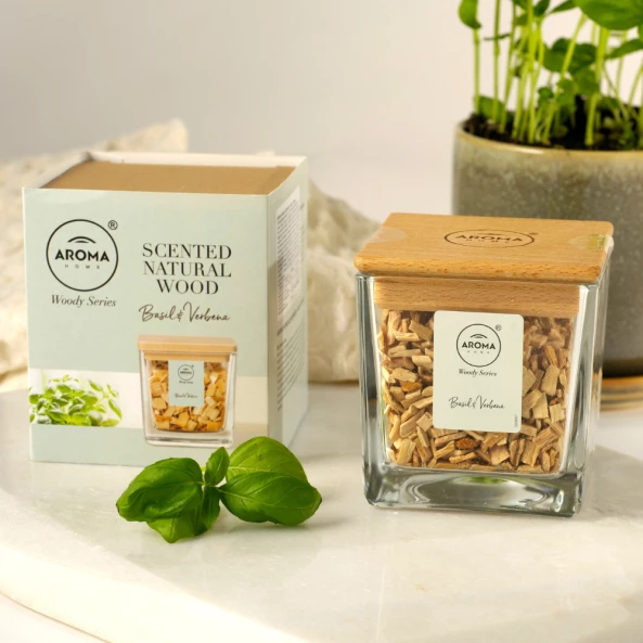 Lemn natural parfumat Basil&amp;Verbana, 70 g, Woody Series, Aroma Home