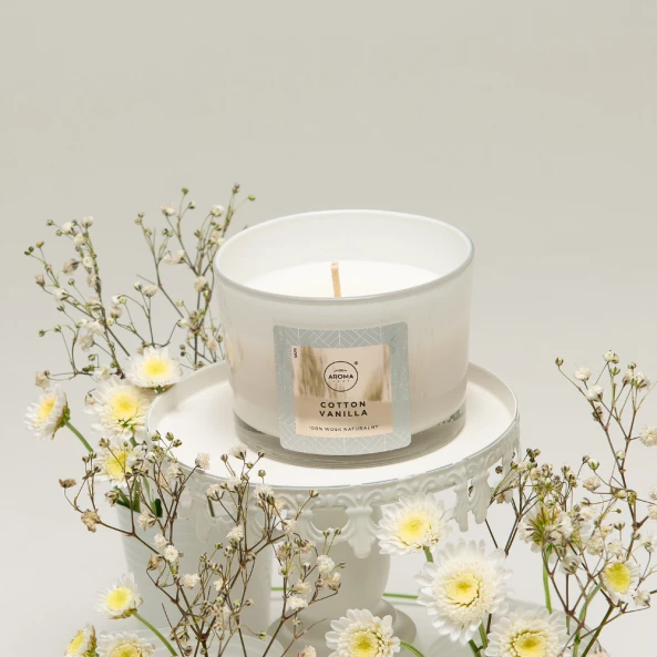 Lumanare parfumata Cotton Vanilla, 115 g, Elegance, Aroma Home