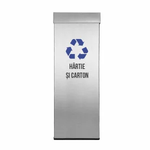 Pubela inox cu capac, orificiu rectangular, 250X250X700H, Pentru Hartie si Carton