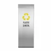 Pubela inox cu capac, orificiu rectangular, 250X250X700H, Pentru Plastic si Metal