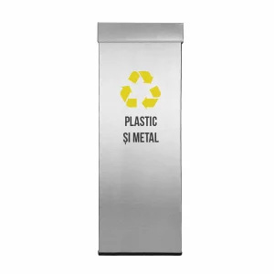 Pubela inox cu capac, orificiu rectangular, 250X250X700H, Pentru Plastic si Metal