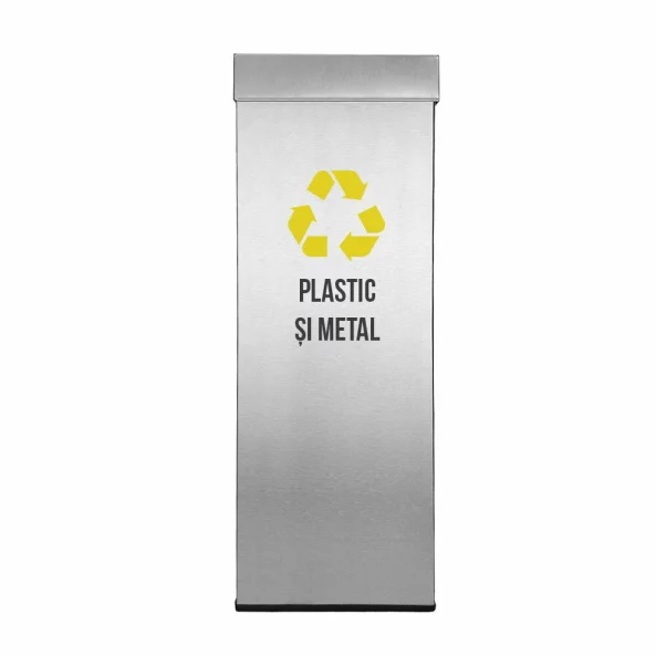 Pubela inox cu capac, orificiu rectangular, 250X250X700H, Pentru Plastic si Metal
