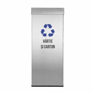 Pubela inox cu capac, orificiu rectangular, 300X300X700H, Pentru Hartie si Carton