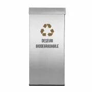 Pubela inox cu capac, orificiu rectangular, 350X350X700H, Pentru Deseuri Biodegradabile