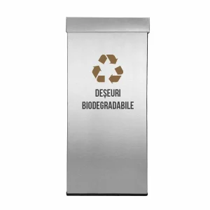 Pubela inox cu capac, orificiu rectangular, 350X350X700H, Pentru Deseuri Biodegradabile