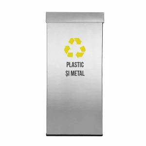 Pubela inox cu capac, orificiu rectangular, 350X350X700H, Pentru Plastic si Metal