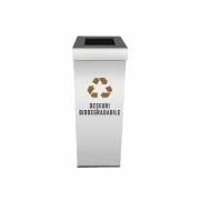 Pubela inox cu capac, orificiu rectangular, 250X250X700H, Pentru Deseuri Biodegradabile