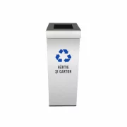 Pubela inox cu capac, orificiu rectangular, 250X250X700H, Pentru Hartie si Carton