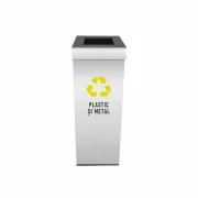 Pubela inox cu capac, orificiu rectangular, 250X250X700H, Pentru Plastic si Metal