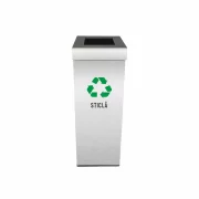 Pubela inox cu capac, orificiu rectangular, 250X250X700H, Pentru Sticla