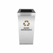 Pubela inox cu capac, orificiu rectangular, 300X300X700H, Pentru Deseuri Biodegradabile