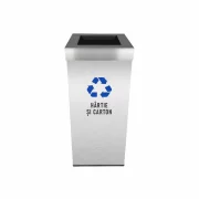 Pubela inox cu capac, orificiu rectangular, 300X300X700H, Pentru Hartie si Carton