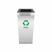 Pubela inox cu capac, orificiu rectangular, 300X300X700H, Pentru Sticla