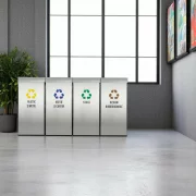 Pubela inox cu capac, orificiu rectangular, 350X350X700H, Pentru Deseuri Biodegradabile