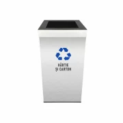 Pubela inox cu capac, orificiu rectangular, 350X350X700H, Pentru Hartie si Carton
