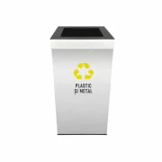 Pubela inox cu capac, orificiu rectangular, 350X350X700H, Pentru Plastic si Metal