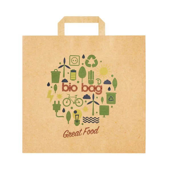 Pungi hartie Bio Bag, inscriptionate, 32X18X30, 50 bucati/set