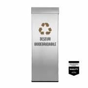 Pubela inox cu capac AISI430, orificiu rectangular, 250X250X700H, Pentru Deseuri Biodegradabile