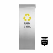 Pubela inox cu capac AISI430, orificiu rectangular, 250X250X700H, Pentru Plastic si Metal