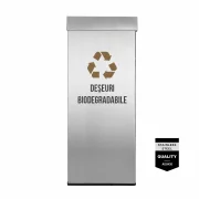 Pubela inox cu capac AISI430, orificiu rectangular, 300X300X700H, Pentru Deseuri Biodegradabile
