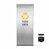 Pubela inox cu capac AISI430, orificiu rectangular, 300X300X700H, Pentru Plastic si Metal