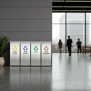 Pubela inox cu capac AISI304, orificiu rectangular, 300X300X700H, Pentru Plastic si Metal