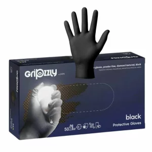 Manusi nitril nepudrate, negre, Marimea XL, 50 bucati/cutie