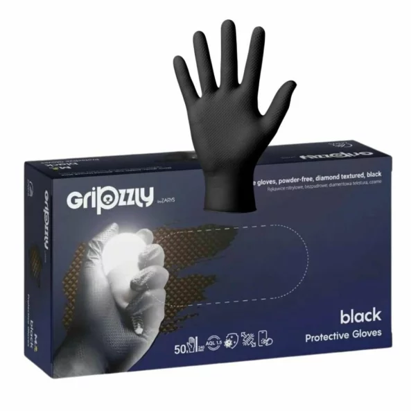 Manusi nitril nepudrate, negre, Marimea XL, 50 bucati/cutie
