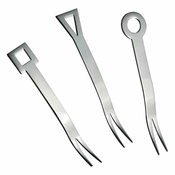 Set 6 furculite aperitiv inox, finisaj oglinda, 1.5 mm, colectia Geometrico, Salvinelli