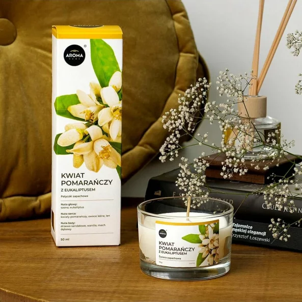 Lumanare parfumata, Floare de portocal si Eucalipt, 115 g, Aroma