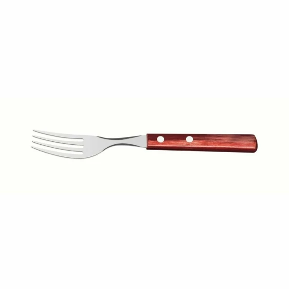 Furculita inox, lungime totala 190mm, maner lemn tratat rosu, Polywood, Tramontina