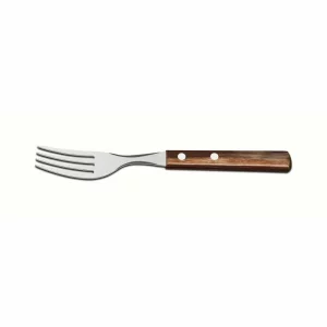 Furculita inox, lungime totala 190mm, maner lemn tratat maro, Polywood, Tramontina