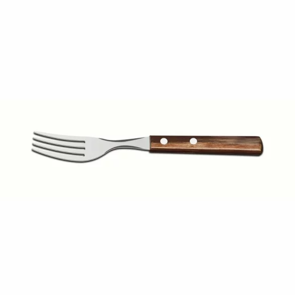 Furculita inox, lungime totala 190mm, maner lemn tratat maro, Polywood, Tramontina