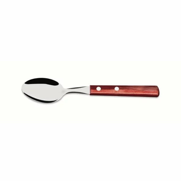 Lingura baza inox, lungime totala 190mm, maner lemn tratat rosu, Polywood, Tramontina