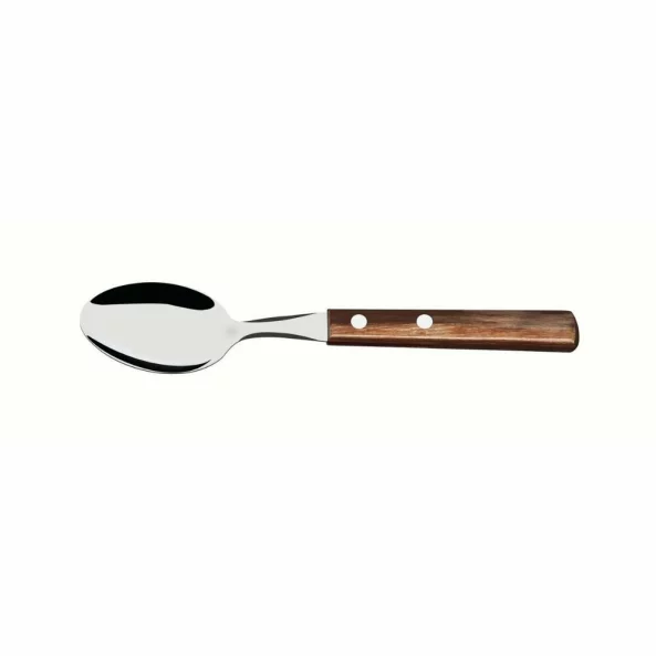 Lingura baza inox, lungime totala 190mm, maner lemn tratat maro, Polywood, Tramontina