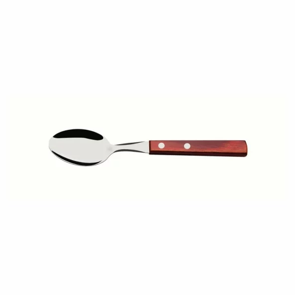 Lingurita inox, lungime totala 151mm, maner lemn tratat rosu, Polywood, Tramontina