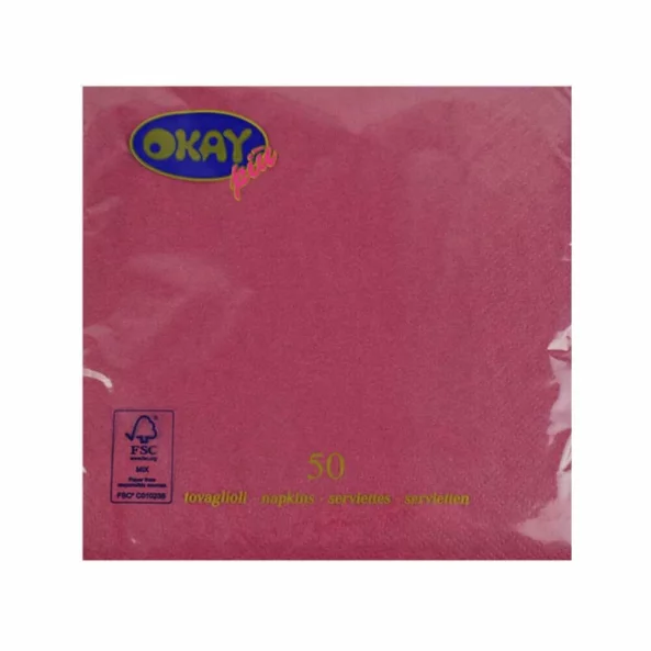 Set servetele de masa, bordo, 2 straturi, 33x33 cm, 50 bucati/pachet
