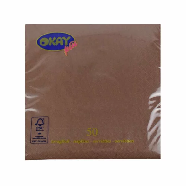 Set servetele de masa, maro, 2 straturi, 33x33 cm, 50 bucati/pachet