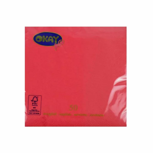 Set servetele de masa, rosu baccara, 2 straturi, 33x33 cm, 50 bucati/pachet